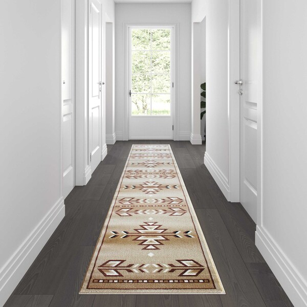 Flash Furniture Brown 2 x 11 Southwestern Style Patterned Area Rug OKR-RG1113-211-BG-GG - main